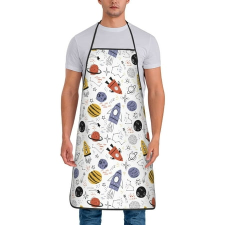 

Zeuib Rocket Planets Print Unisex Waterproof Aprons Cooking Aprons for Kitchen Gardening and Salon Water & Oil Resistant