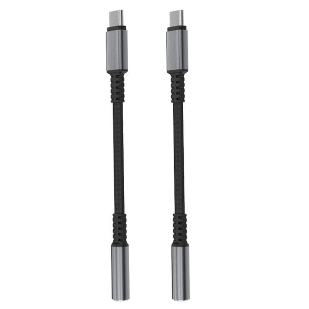 Adaptador USB tipo C a conector hembra para auriculares de 3,5 mm, 2 paquetes, cable USB C a dongle de audio auxiliar