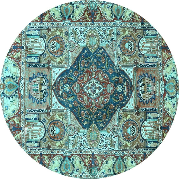 Ahgly Company Indoor Round Animal Light Blue Traditional Area Rugs, 6' Round