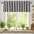 thumbnail image 2 of BLack White Stripes Simple Valances for Windows, 60 x 18in, Geometric Rod Pocket Kitchen Valance Curtain Light Filtering Window Treatments for Living Room Bedroom, 1 Panel, 2 of 7