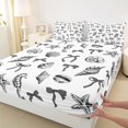 thumbnail image 4 of jejeloiu Cute Bow knots Queen Sheet Sets,Ocean Sealife Starfish Bed Set For Girls Kids 4pcs, 4 of 6