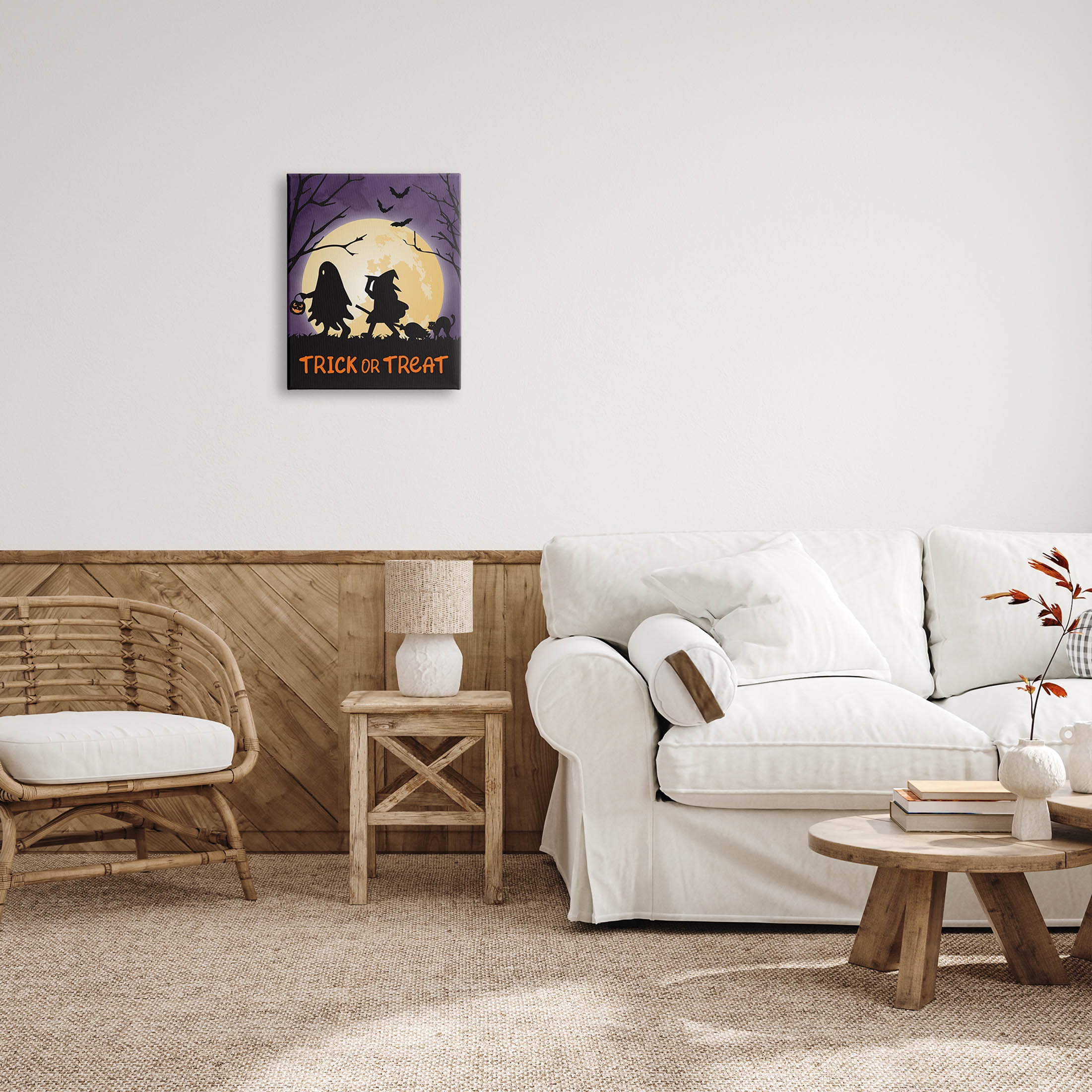 Stupell Industries Trick Or Treat Halloween Silhouettes Graphic Art Gallery Wrapped Canvas Print Wall Art, Design by Linda Birtel