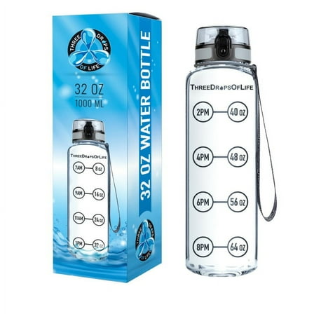 32 oz Clear, BPA Free Sports Water Bottle, Tritan BPA Free