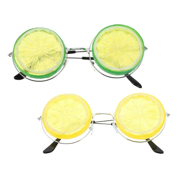 Lemon Shaped Sunglasses for Beach Party Decorations Novelty Eyewear Lightweight Plastic Yellow 2pcs
