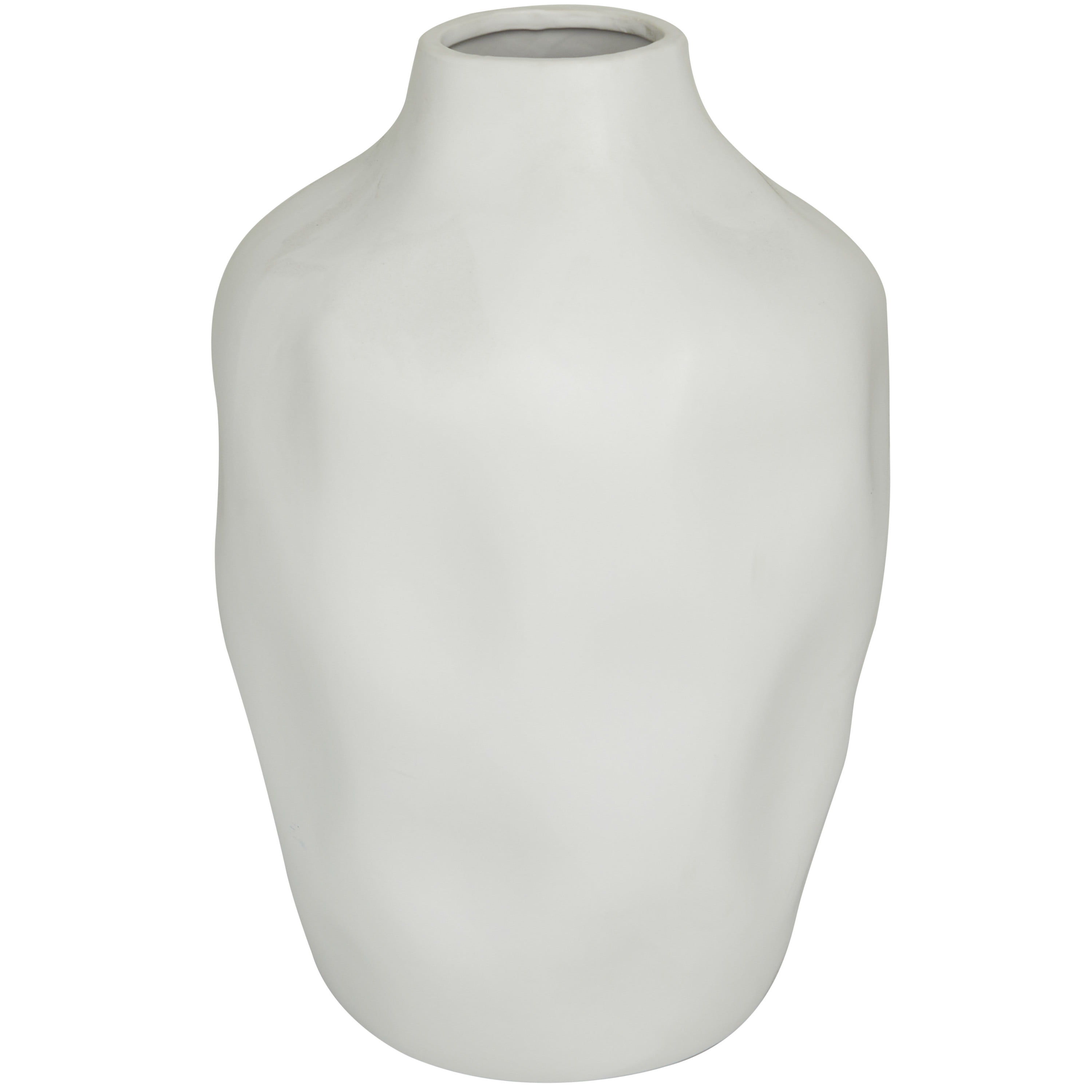 CosmoLiving by Cosmopolitan 9"W, 14"H Ceramic Modern Vase, White, 1-Piece