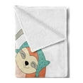 thumbnail image 2 of Cartoon Soft Flannel Fleece Throw Blanket, Wake Me up When I Am Famous Text Sleepy Sloth Hanging on the Branch Illustration, Cozy Plush for Indoor and Outdoor Use, 70" x 90", Multicolor, by Ambesonne, 2 of 5