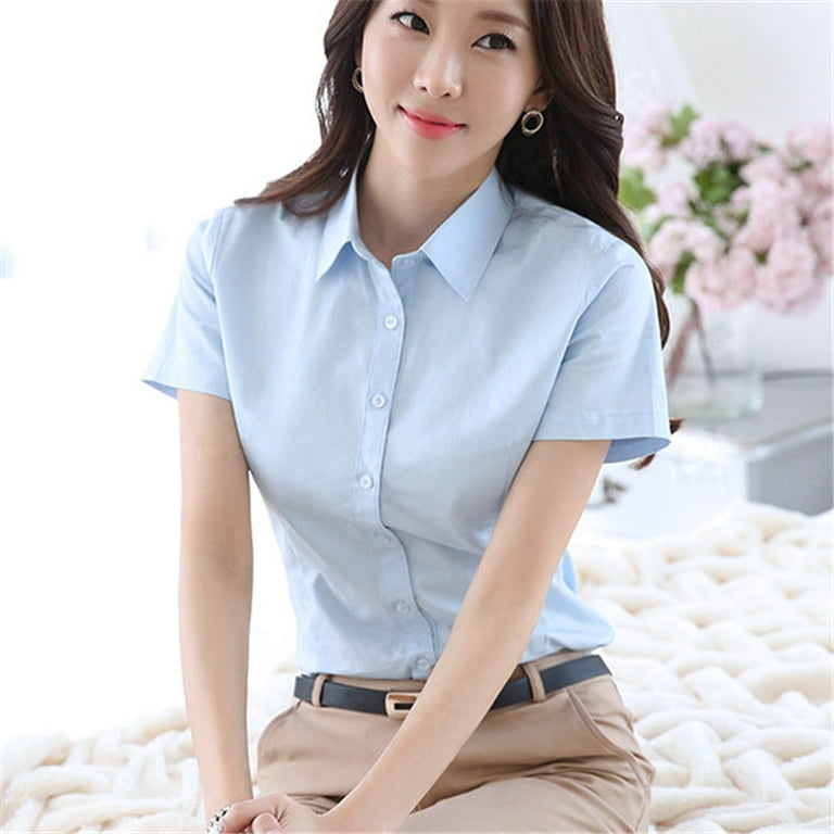 Korean Fashion Women Button up Shirt Elegant Women COTTON Blouses