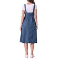 thumbnail image 3 of Vestido con tirantes INSPIRE CHIC para mujer, vestido midi de mezclilla con botones en la parte delantera y cuello en U clásico, con bolsillos, talla XL, color azul, 3 of 6