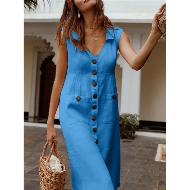 Elegante vestido informal de retazos con doble bolsillo para mujer, vestido de viaje diario de Color sólido, vestido cárdigan de un solo pecho con solapa