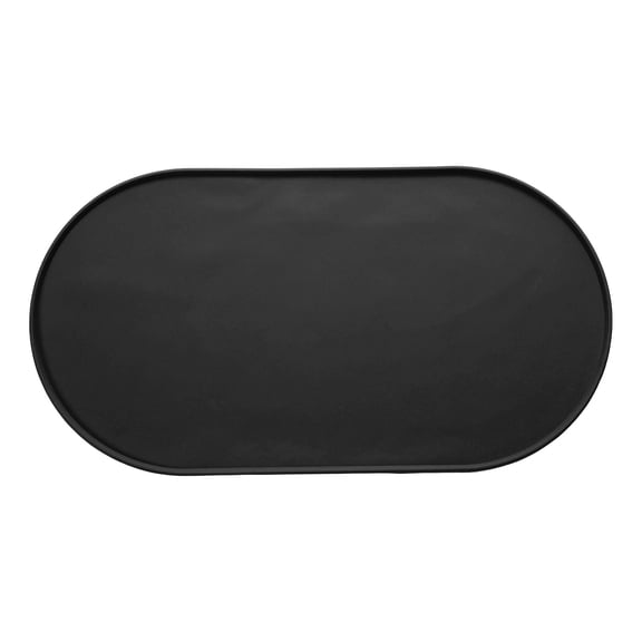 Uxcell Cat Food Mat, 18x10 Inch Silicone Pet Feeding Mat Non-Slip Oval Waterproof Dog Water Bowl Tray Raised Edge Protects Floors (Black), Intended for Pets Bowl/Fountain