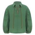 thumbnail image 1 of Linjinx Chemise Médiévale Pirate pour Garçons Enfants Rétro Renaissance Viking Manches Longues Lacets Mercenaire Écossais Vert Armée TG, 1 of 7