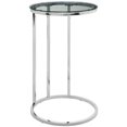 thumbnail image 1 of Table Ronde en C de 16 Pouces avec Plateau en Verre Transparent et Base Chromée, 1 of 5