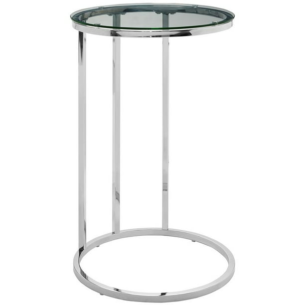 16 Inch Round C Table With Clear Glass, 16 Inch Round Glass Table Top