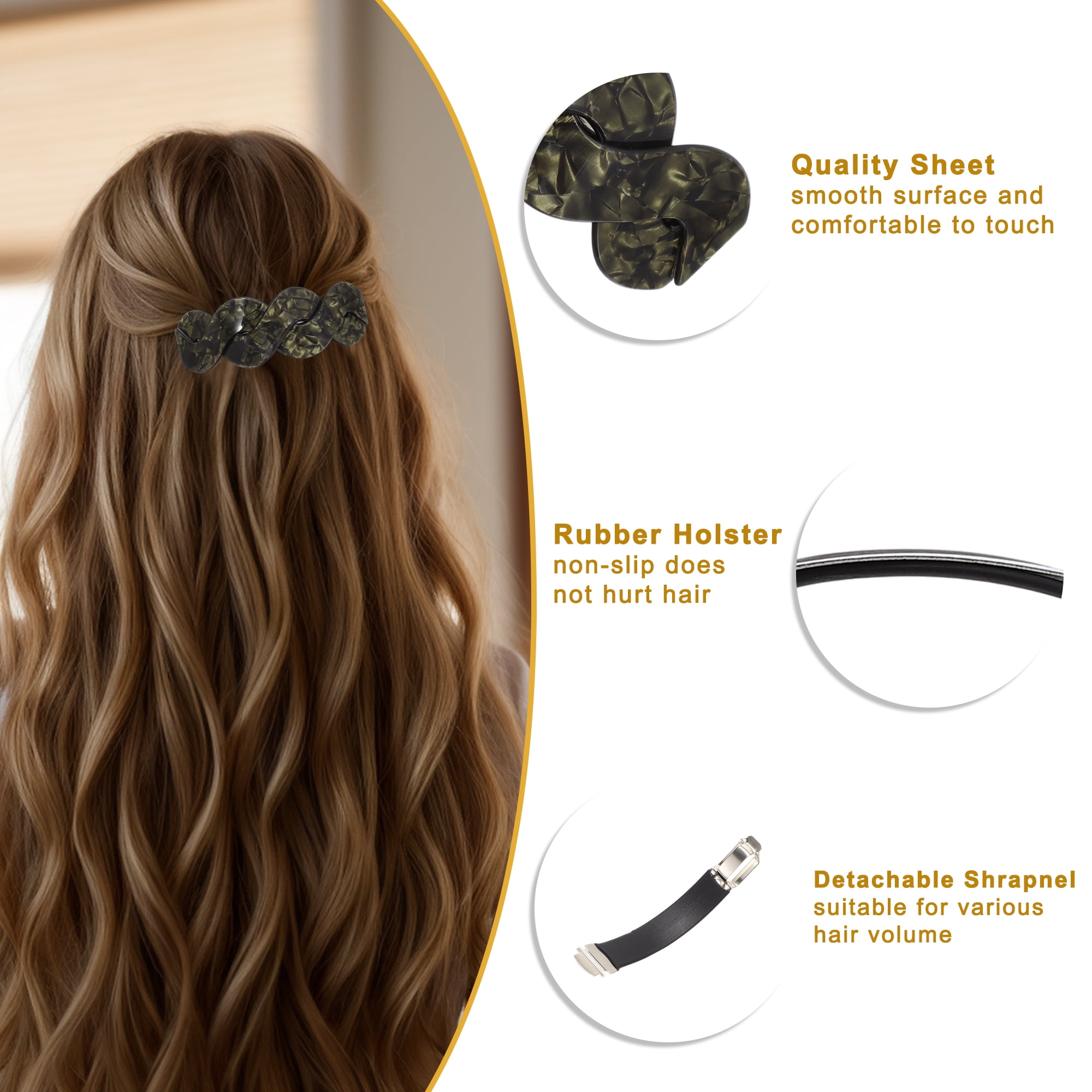 Unique Bargains Large French Hair Barrettes Thick Hair Olive Green