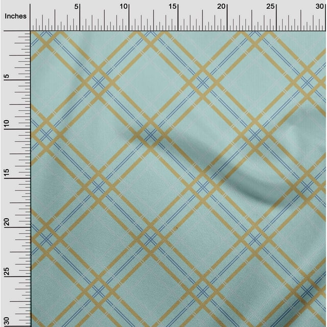 oneOone Silk Tabby Fabric Tartan Check Printed Fabric 1 Yard 42 Inch Wide