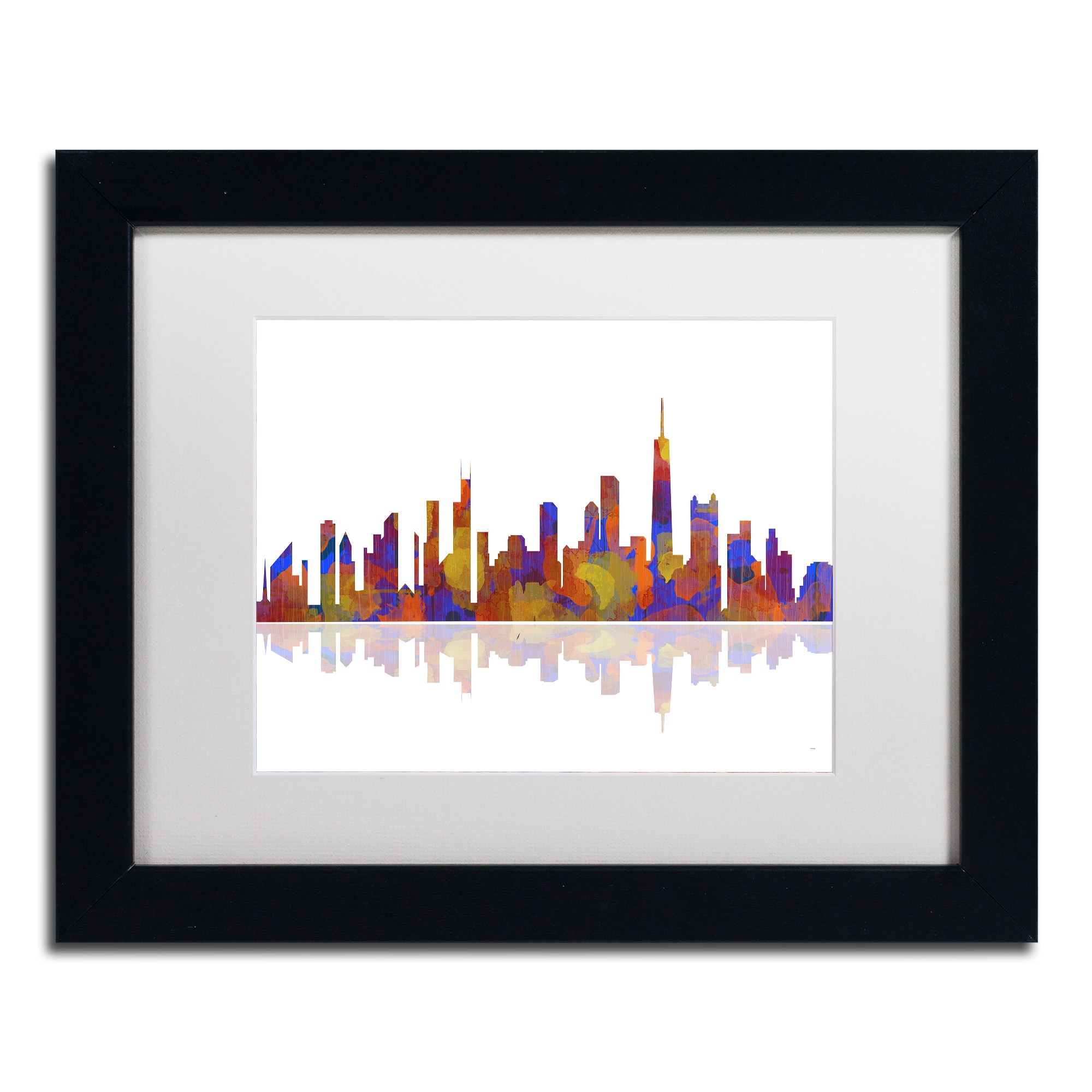 Trademark Fine Art "Chicago Illinois Skyline 2" Canvas Art by Marlene Watson White Matte, Black Frame