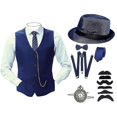 thumbnail image 4 of 8 Pcs Mens 1920s Gatsby Gangster Costume With Accessories Halloween Cosplay Carnival Party Costumes, 4 of 5