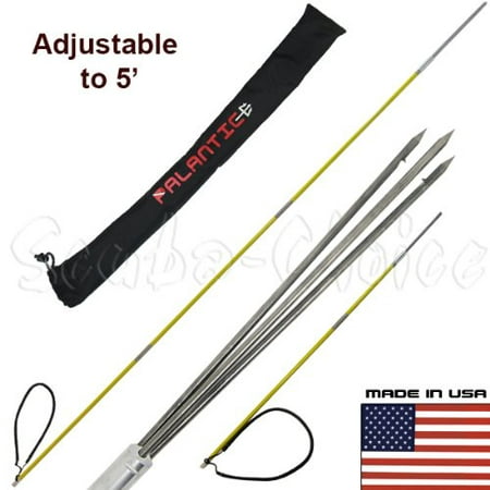 7' Travel Spearfishing 3-Piece Pole Spear 3 Prong Paralyzer Tip Adjustable to 5'