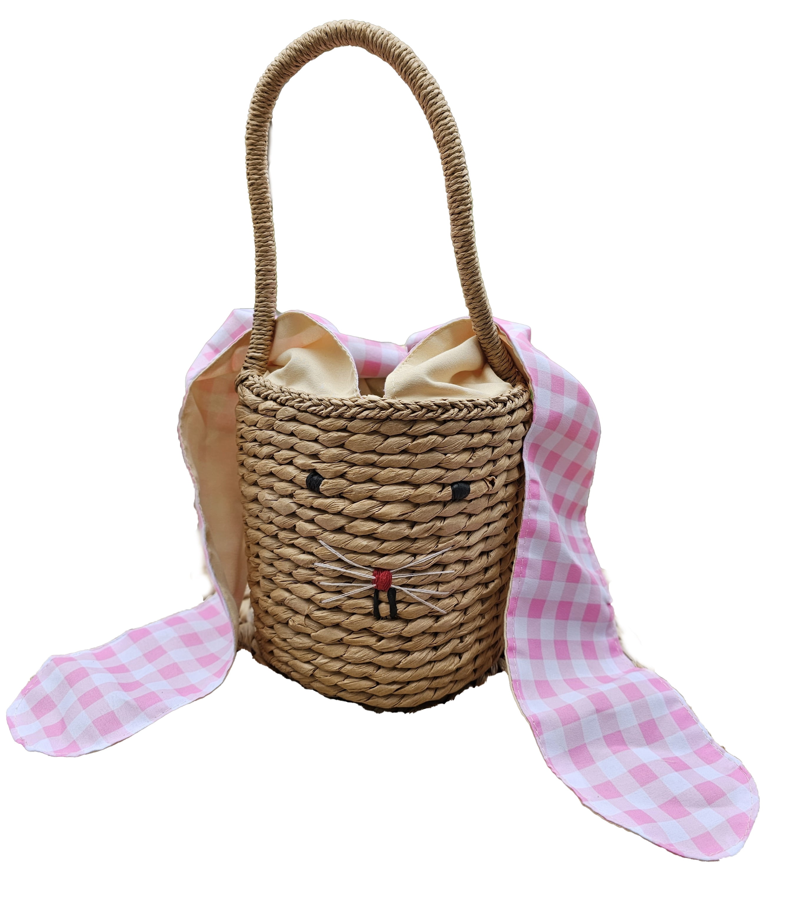 Easter Bunny Basket Rattan With Ears and Tail