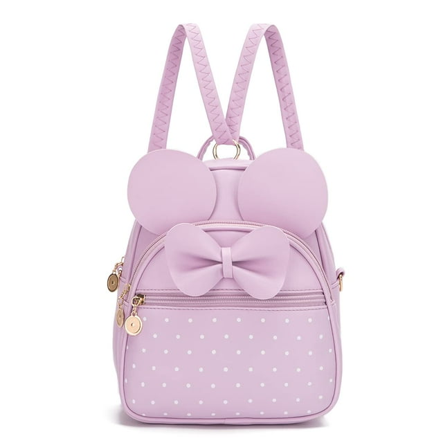 KL928 Mini mochila linda con lunares y lazo para niñas, mochilas pequeñas, bolso de hombro convertible, bolso para mujer