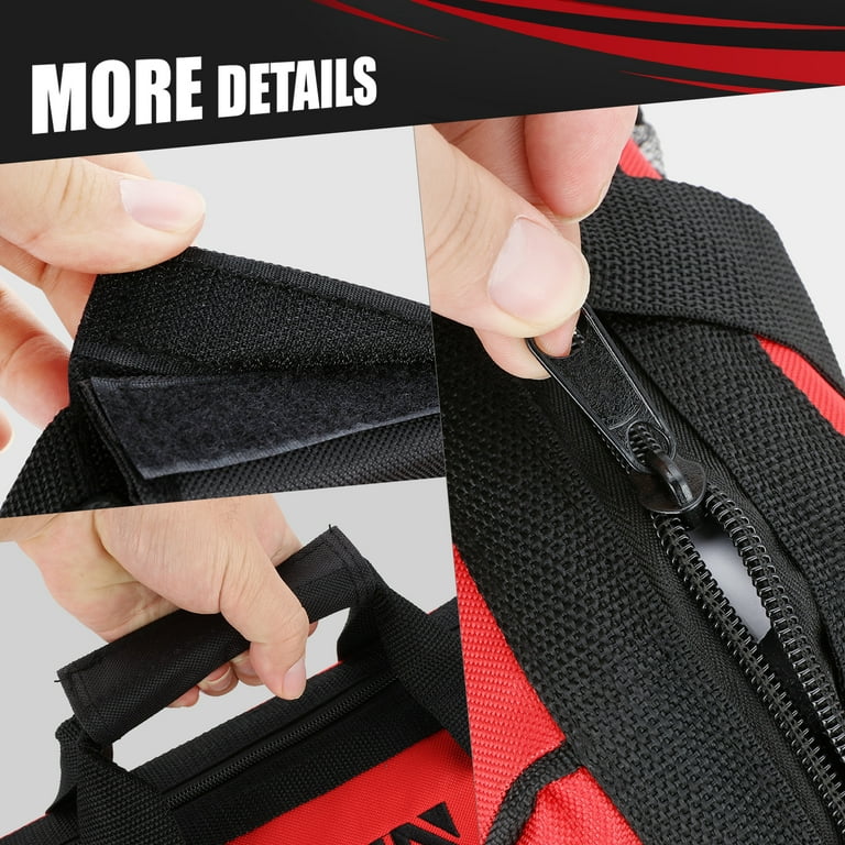 DNA Motoring Tools-00204 Red 19 Pcs Portable Tool Kit Household General Repair Adjustable Wrench Claw Hammer Set Hand Tool Canvas Bag