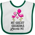 thumbnail image 3 of Inktastic My Great Grandma Loves Me with Two Flamingos Boys or Girls Baby Bib, 3 of 4
