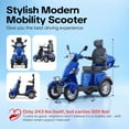 thumbnail image 3 of Upgrade Heavy Duty 4 Wheel Mobility Scooters for Seniors & Adults 500lbs Capacity,Arshin 800W All Terrain Fast Mobility Scooter for Travel,Electric Powered Chair,25 Miles Rang,Remote Key(Blue), 3 of 17