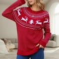 thumbnail image 4 of Women Christmas Outfit Elegant Fair Isle Knit Pullover Sweater for Women Cozy Winter Wear Soft Yarn Comfortable Loose Fit Casual Turtleneck Top Cold Weather Fashion Red S, 4 of 6