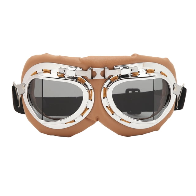 Gafas de motocicleta a prueba de polvo, antivaho, a prueba de arena, resistencia al impacto, gafas de montar vintage para montañismo, ciclismo, senderismo, marco amarillo con lente gris