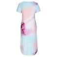 thumbnail image 5 of Wycnly Summer Dresses for Women Beach Fashion Loose Sikt Shift Pocket Midi Dresses Short Sleeve V-Neck Tie-Dye Print Knee-Length 2024 Dress Pink xxl, 5 of 6