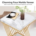 thumbnail image 6 of Fnova Modern Square End Table, 2-Tier Narrow Wood Side Table with Storage Shelf, Nightstand with Faux Marble Top and X-Shaped Metal Frame, Easy Assembly, for Living Room, Bedroom, Entryway, 6 of 9