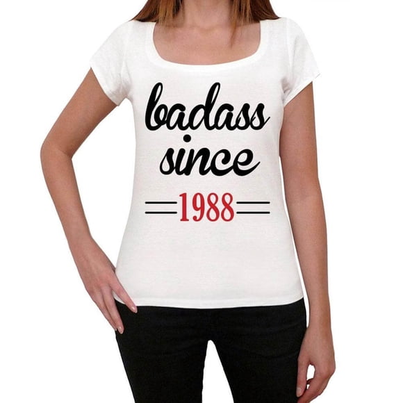 Women's Graphic T-Shirt Badass Since 1988 36th Birthday Anniversary 36 Year Old Gift 1988 Vintage Eco-Friendly Ladies Short Sleeve Novelty Tee