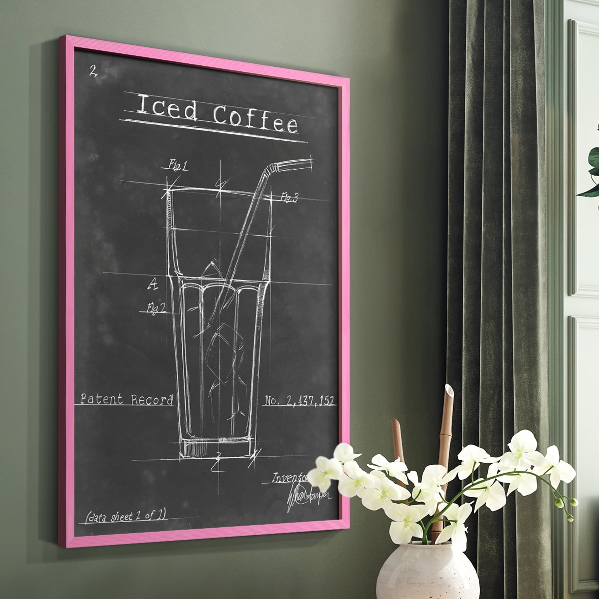 Morning Routine IV Framed Print in Pink Solid Wood Framed Print No Nail Hanging