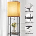 thumbnail image 3 of Biwat IPARTSEXPERT Floor Lamp W/Shelves Modern Shelf 3 Color Temperature Dimmable LED E26 Bulb,Storage Display Column Standing Tall Light for Living Room, Bedroom, Office (Black), 3 of 4