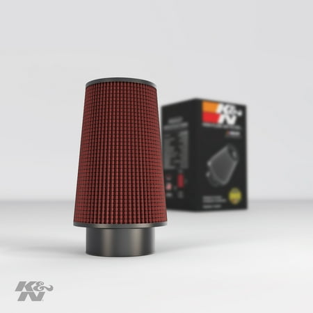 K&N Universal Clamp-On Engine Air Filter: Washable and Reusable: Round Tapered; 4 in (102 mm) Flange ID; 9 in (229 mm) Height; 6 in (152 mm) Base; 4.625 in (117 mm) Top , RE-0870