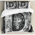 thumbnail image 1 of Letter D Queen Size Duvet Cover Set, Alphabet D Letter Reference to Someone's Name Symbolic Character Education Art, Decorative 3 Piece Bedding Set with 2 Pillow Shams, Black Grey, by Ambesonne, 1 of 3