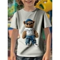 thumbnail image 3 of Mikrdoo Kid Boys Tops Cool Cute BROOKLYN Bear Print Casual Short Sleeve T-shirt Breathable Versatile Trendy Summer Clothes Sizes 7-15, 3 of 9