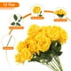 thumbnail image 3 of Uxcell 12 Pcs Rosas Amarillas Flores Artificiales, Rosa de Terciopelo Tacto Real Falsas Rosas con Tallos, 3 of 6