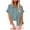 Blue, variant on LADIGASU Womens Color Button Shirts V Neck Loose Blouse Short Sleeve Casual Work Tunic With Pocket