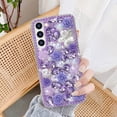 thumbnail image 6 of for Galaxy S23 Plus Bling Case with Strap, Luxury Glitter Rhinestone Diamond Crystal Sparkle Rose Flower Pearl Floral Bracelets Soft Bumper Protective Case Cover for Women Girls Blue, 6 of 14