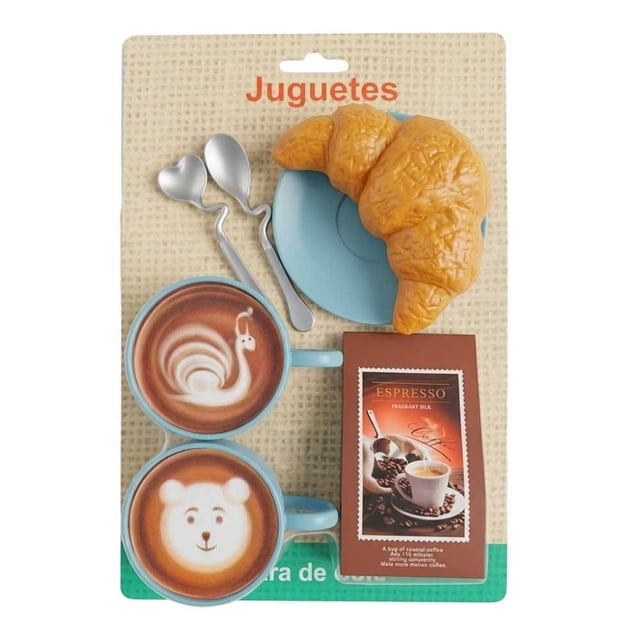 Set de Juguete Prichos Cafetería con Tazas y Croissant Multicolor 1 Paquete con 9 Piezas