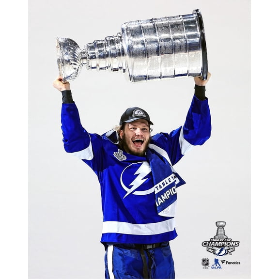 Mikhail Sergachev Tampa Bay Lightning Unsigned 2021 Stanley Cup Champions Raising Cup Photograph