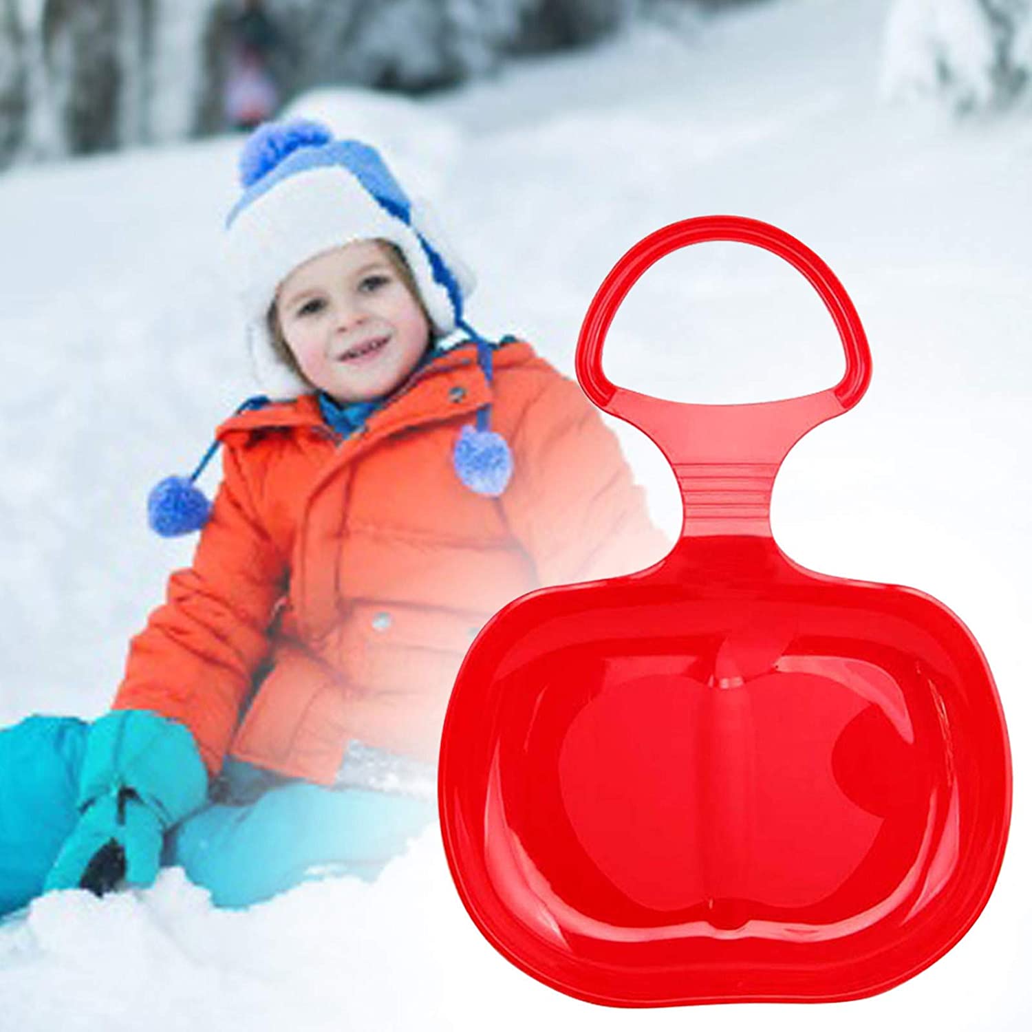 Snow Sled Board for Kids & Adults with Handle, Winter Plastic Snow