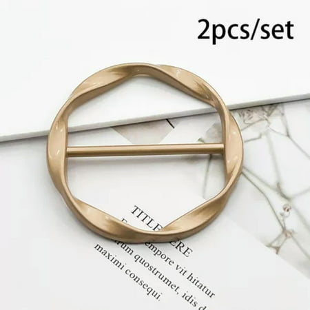 K-KED 2PCS Women Girls Tie T-Shirt Buckle Ring Metal Clothes Clip Scarf Brooch Jewelry-Matte Gold-2Pcs