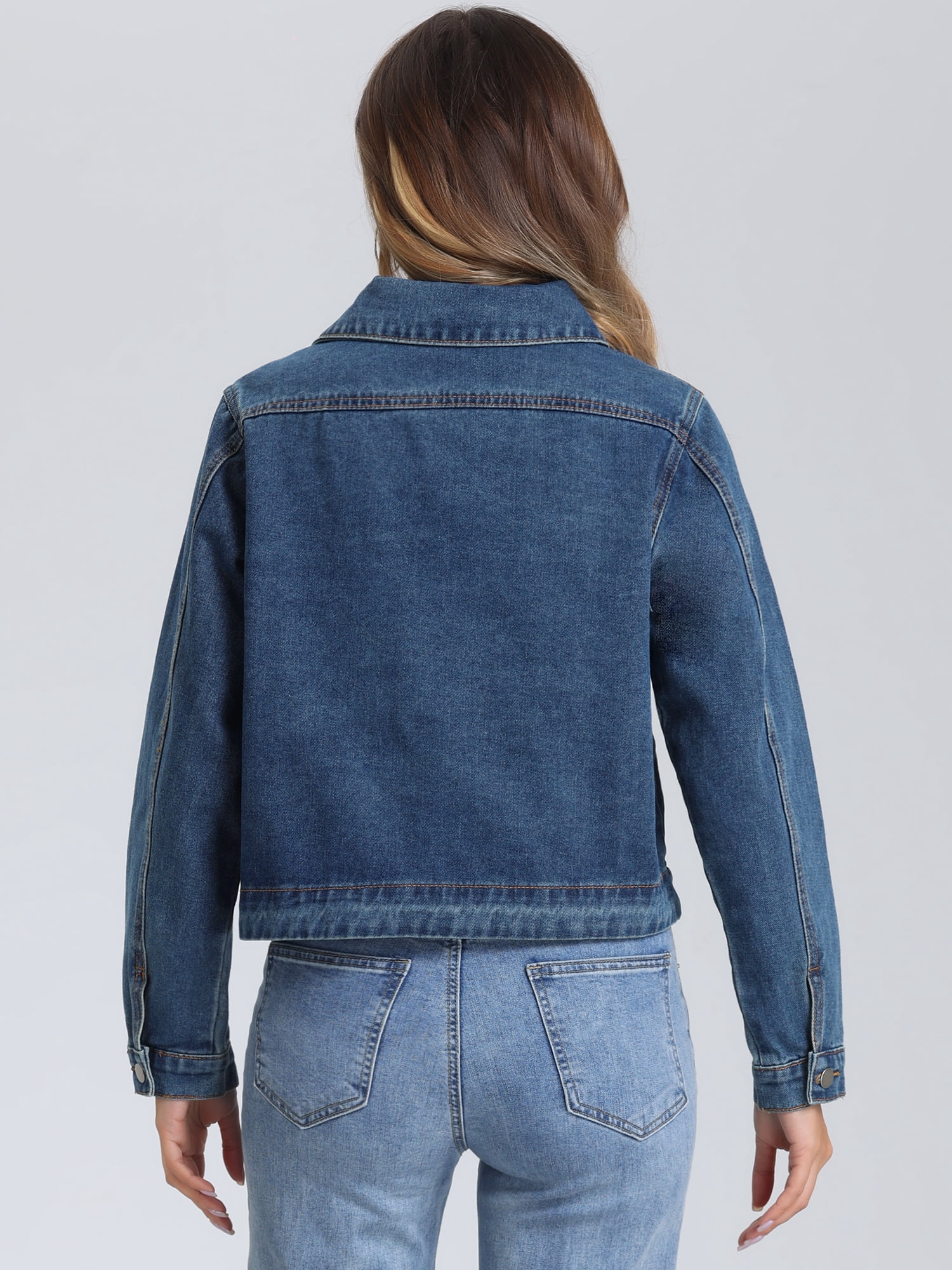 DARING DIVA Women's Vintage Casual Classic Denim Jacket M Dark Blue