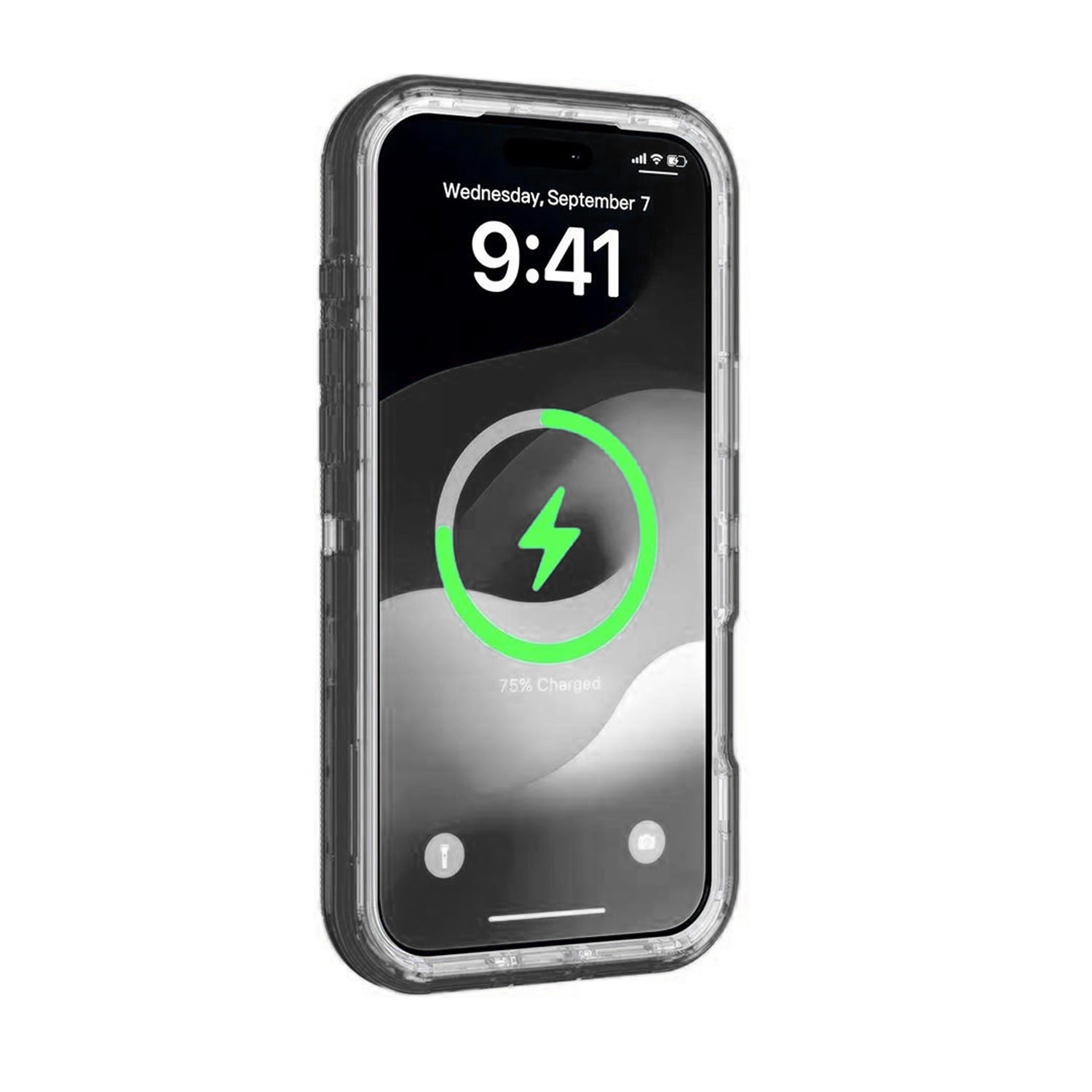 Clear Shockproof Wireless Charging Case for iPhone 17 Pro Max - Black
