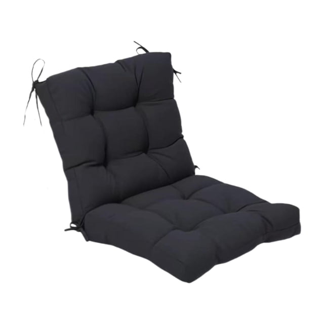 Cojín para silla de comedor con respaldo integrado, cojín antideslizante para asiento negro