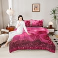 thumbnail image 4 of Homewish Teens Pink Floral Rose Bedding Comforter Set 2pcs,Bling Glitter Twin Comforter Sets Microfiber,Romantic Valentine's Day Breathable Bedding Set,Luxury Bedroom Decor, 4 of 8