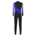 thumbnail image 3 of TiaoBug Women Shiny Rhinestone Gymnastics Leotard Bodysuit Full Length Figure Skating Jumpsuit Blue M, 3 of 7