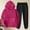 Hot Pink, variant on Caywon Women's Fashion Casual Solid Color Hooded Sweatshirt with Pockets Cuffed Sweatpants 2-Piece Set (1 Top 1 Pants) Loose Fit Round Neck Long Sleeve for Daily Leisure